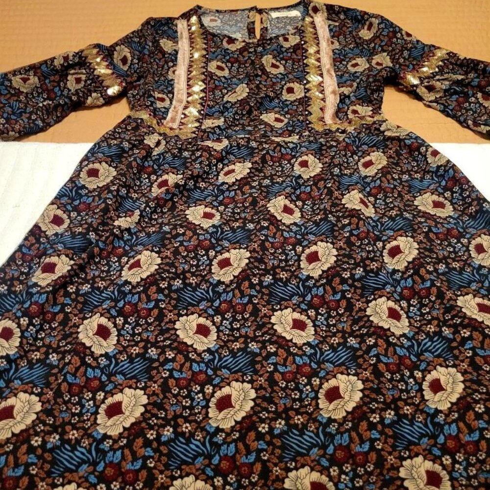 Meisie Designed in Spain Bohemian Floral Dress Womens Sz Med MSRP $140